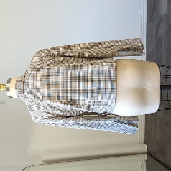 Blank NYC Plaid Double Breasted Moto Jacket Cream Gray M fall streetwear casual - Picture 3 of 12